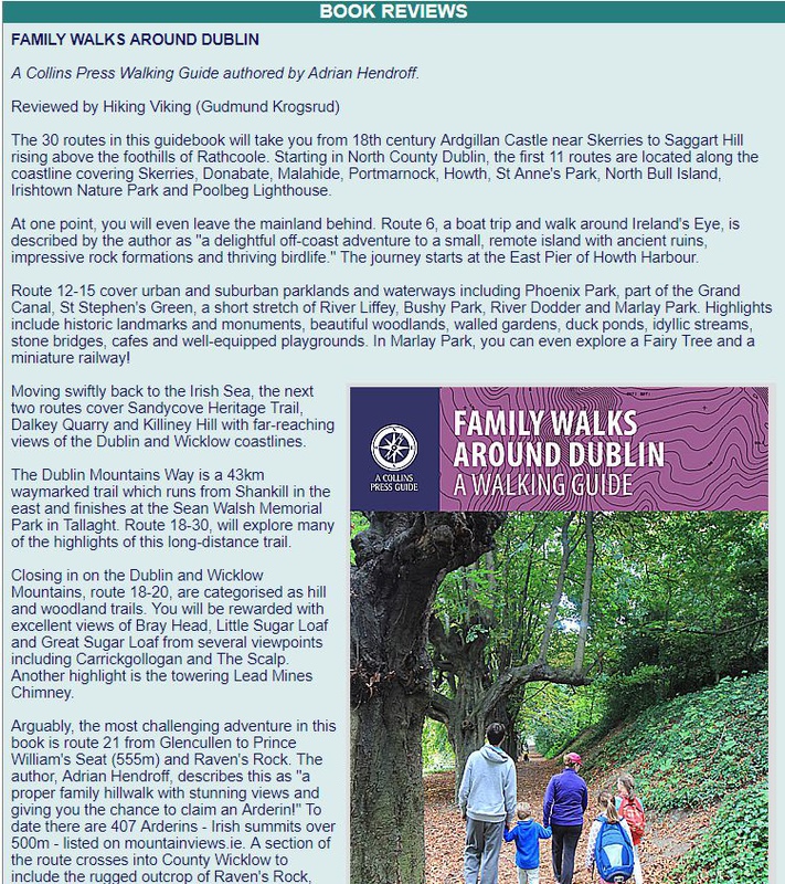 Family Walks Around Dublin review, mountainviews.ie July 2017 - In the media