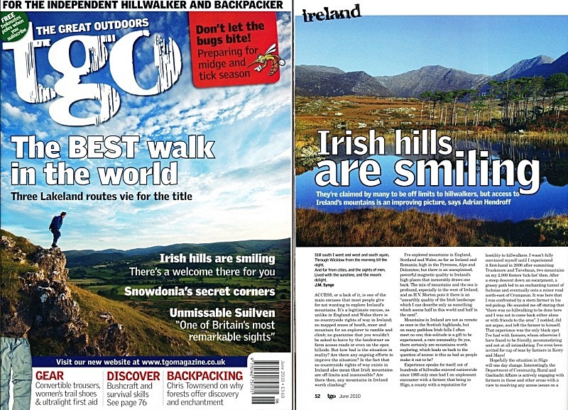 'Irish hills are smiling' - TGO - June 2010 - In the media