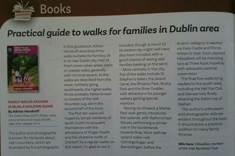 Family Walks Around Dublin review, Irish Mountain Log, Winter 2017 - In the media
