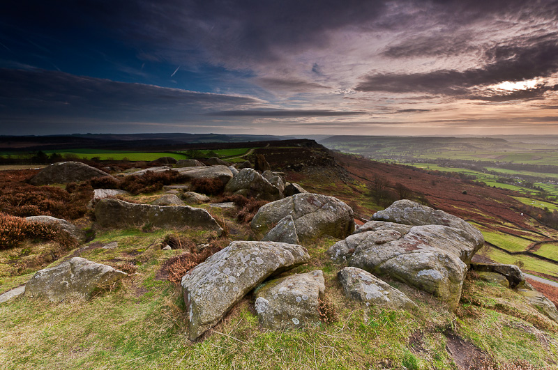 Curbar Edge Rocks at Sunset - Peak District