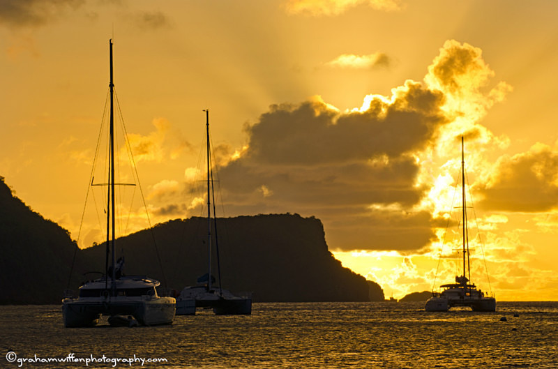 Sunset over Western Cay, Bequia