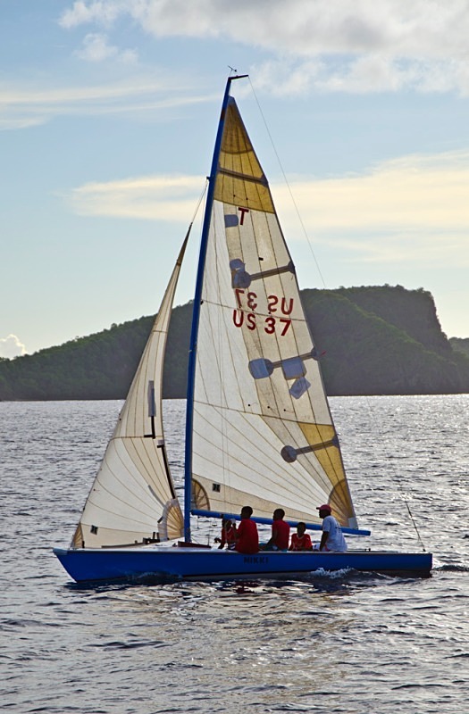 And coming back after a great days racing - Bequia Youth Sailors : Young Island Regatta