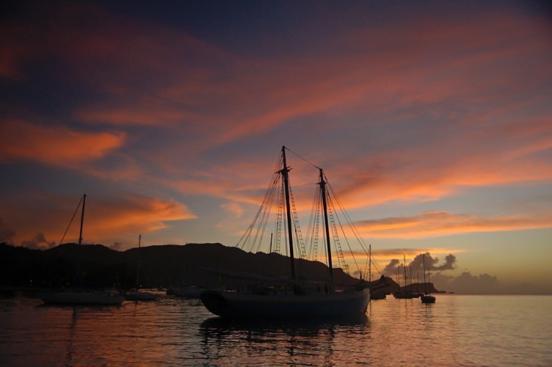Sunset over Admiralty Bay and the Friendship Rose, Bequia