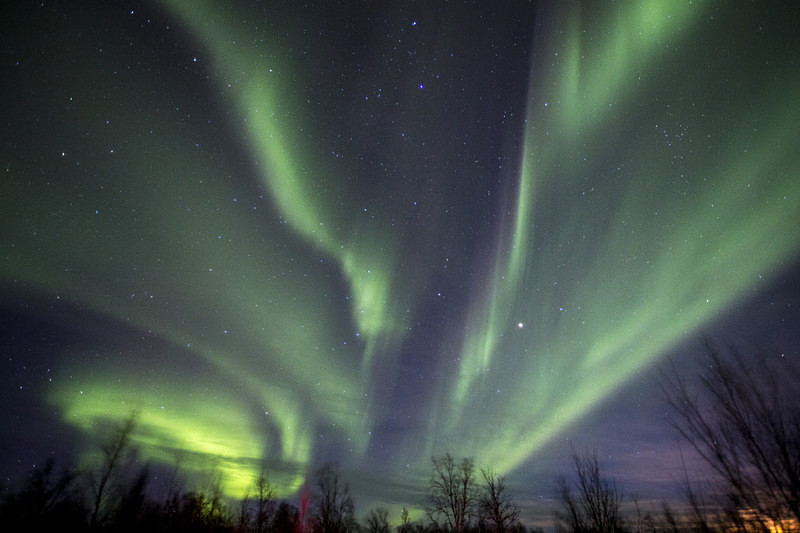 Windy night, Aurora, Karesuando, Northern Sweden - AURORA BOREALIS (NORTHERN LIGHTS). ICELAND. FINLAND. SWEDEN