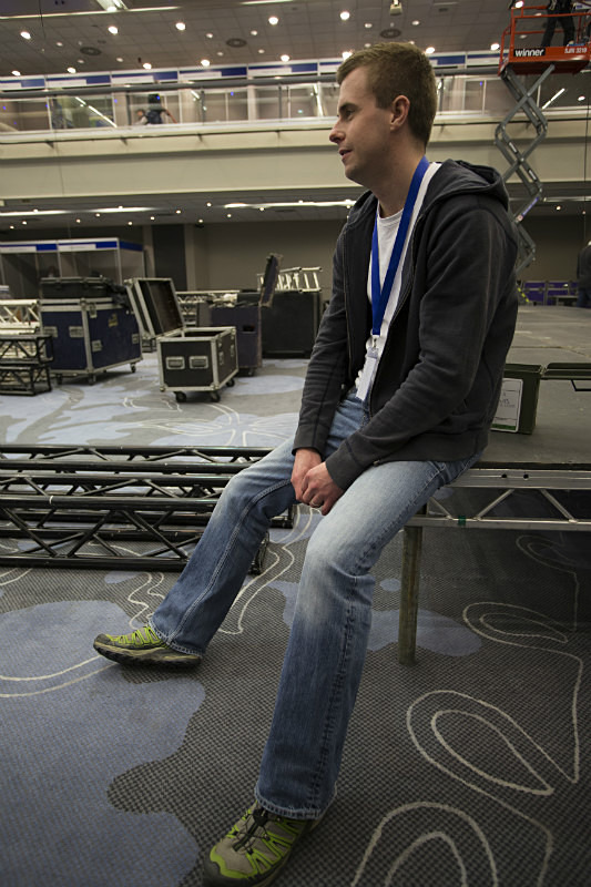 Luke. Tireless volunteer behind the main stage activities - Images from 'Behind the scenes' at Whalefest 2014 in Brighton