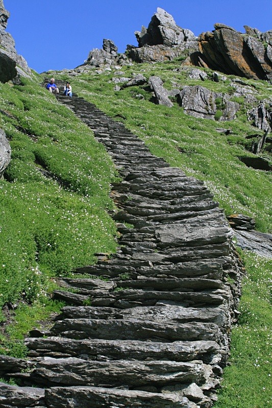 Winding stone stairs