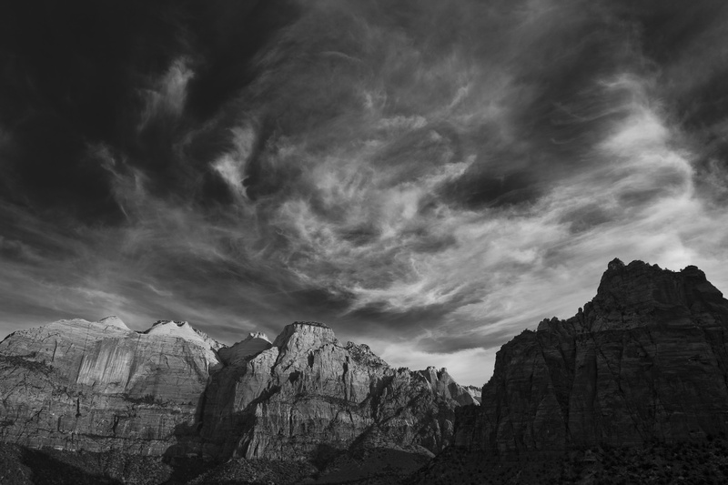 ZION MORNING LIGHT - BLACK AND WHITE LANDSCAPES