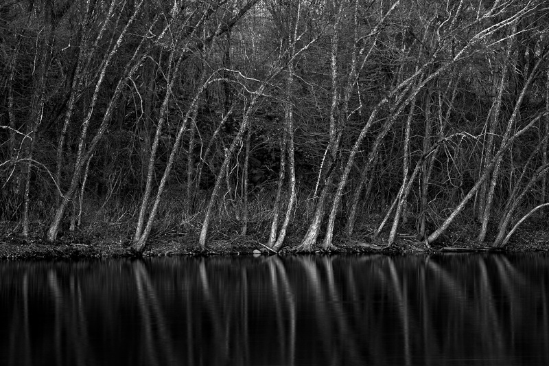 REFLECTIONS ON THE LEHIGH - BLACK AND WHITE LANDSCAPES