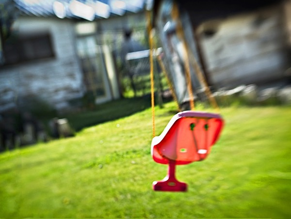 Red Swing on a Spring Morning - The Backyard Series