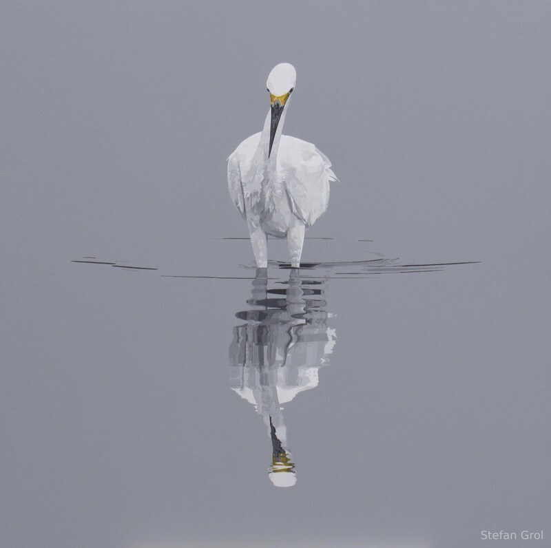 Garça-branca-pequena II / Snowy egret II - Acrílico sobre água / Acrilic on water