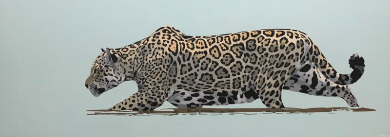 Onça-pintada caçando / Jaguar hunting - Acrílico sobre água / Acrilic on water