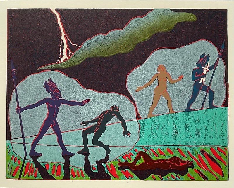  - Four Artists Books. Lino cut plates based on Wagner’s Ring Cycle.