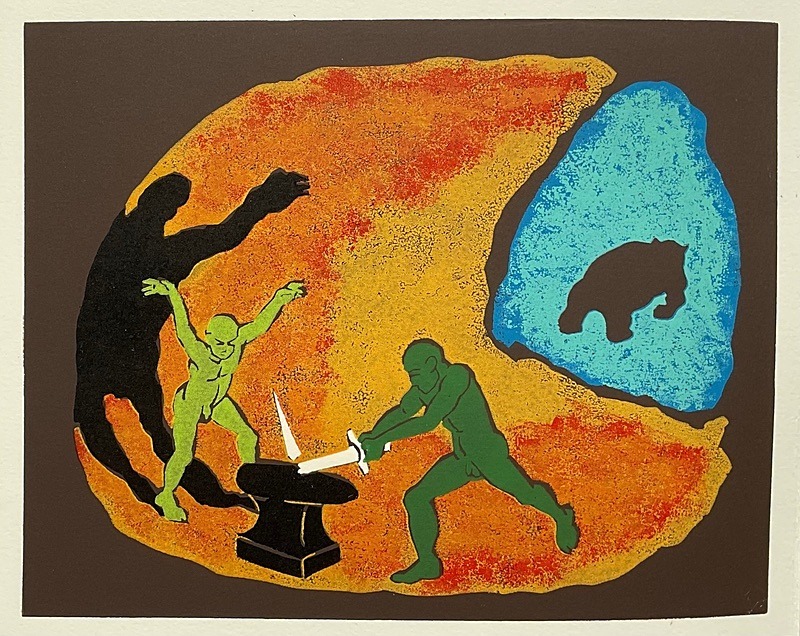  - Four Artists Books. Lino cut plates based on Wagner’s Ring Cycle.