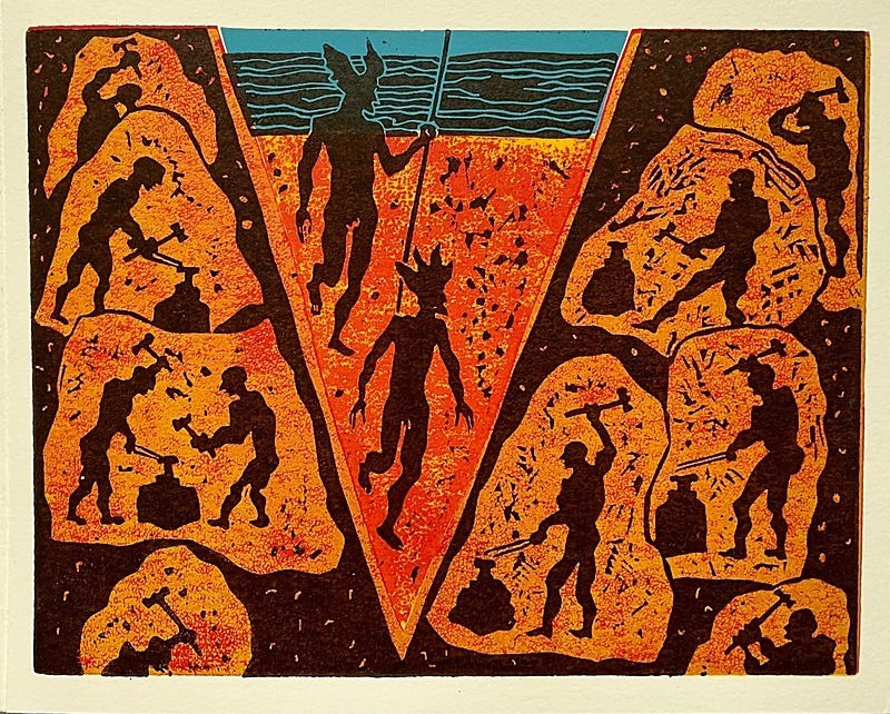  - Four Artists Books. Lino cut plates based on Wagner’s Ring Cycle.