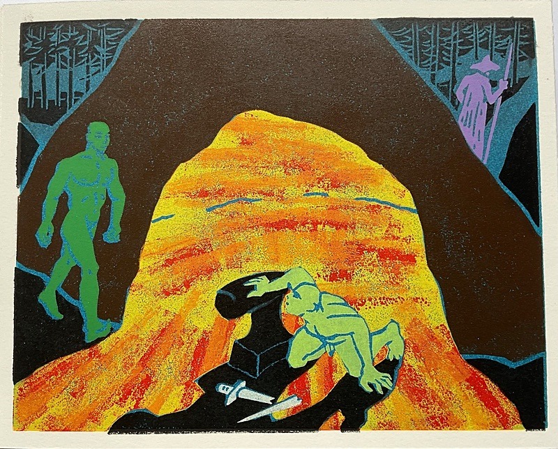  - Four Artists Books. Lino cut plates based on Wagner’s Ring Cycle.