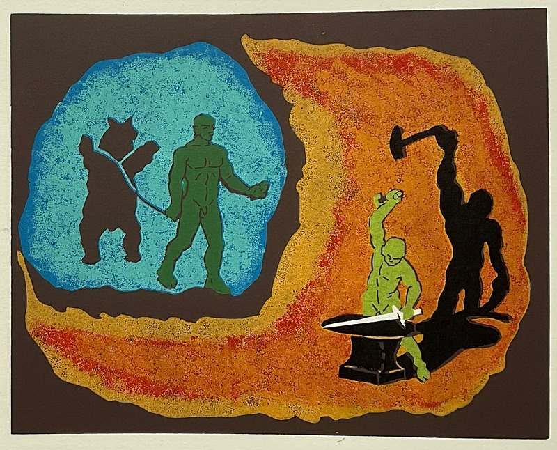  - Four Artists Books. Lino cut plates based on Wagner’s Ring Cycle.