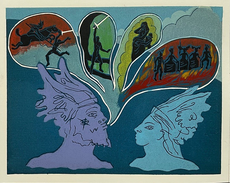  - Four Artists Books. Lino cut plates based on Wagner’s Ring Cycle.