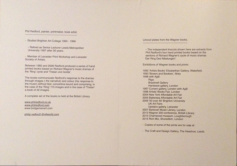  - Four Artists Books. Lino cut plates based on Wagner’s Ring Cycle.