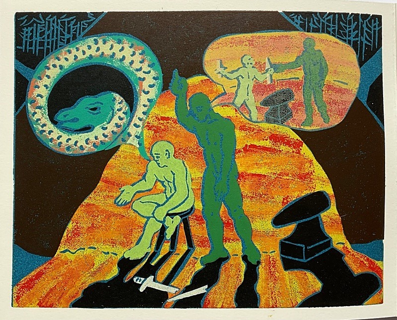  - Four Artists Books. Lino cut plates based on Wagner’s Ring Cycle.