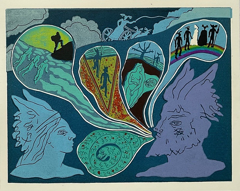  - Four Artists Books. Lino cut plates based on Wagner’s Ring Cycle.