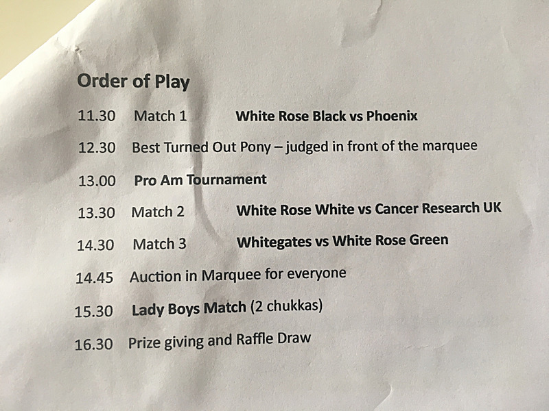 IMG_8374 ORDER OF PLAY - WHITE ROSE POLO CLUB LADIES DAY