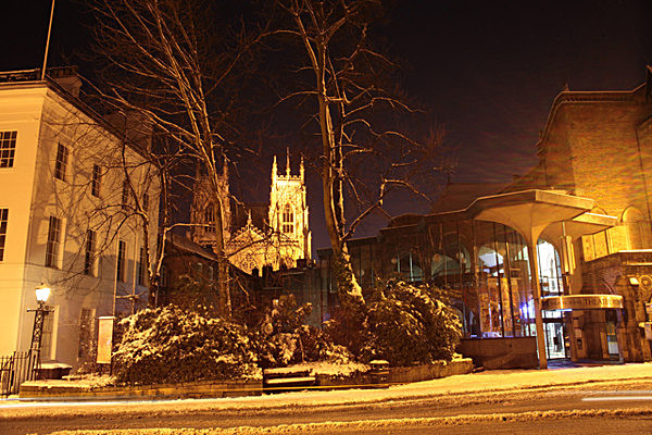 IMG_8634  WINTER EVENING YORK THEATRE ROYAL AND MINSTER copy - YORK SNOW 2008
