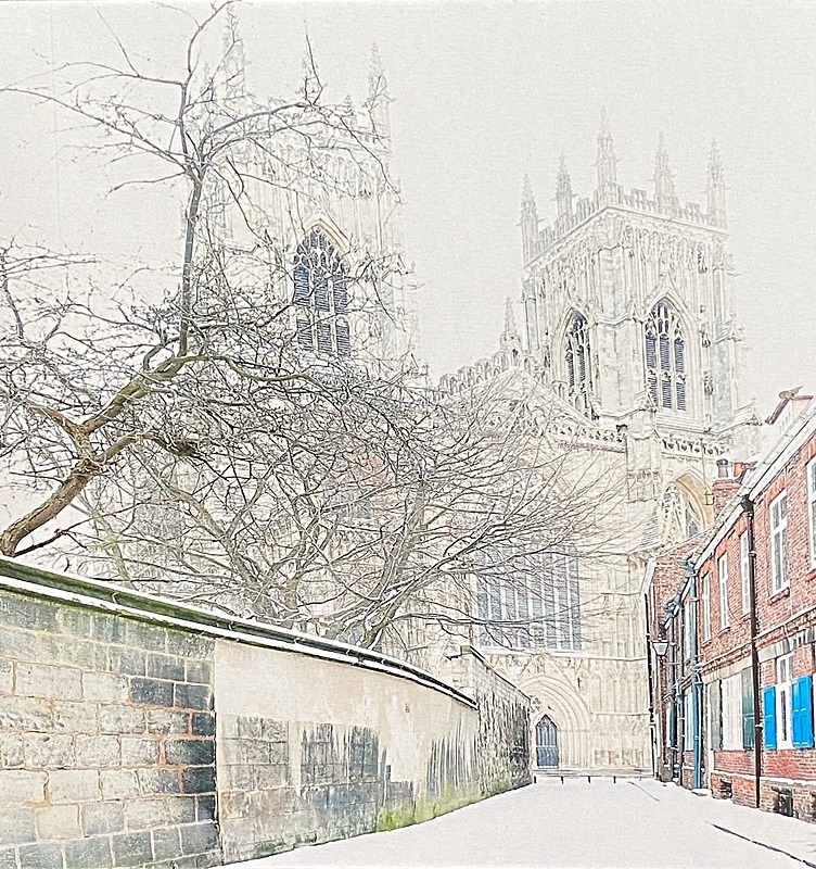 Snowy York Minster from Precentors Court - York Against Cancer Christmas Cards 2020 & Calendar 2021