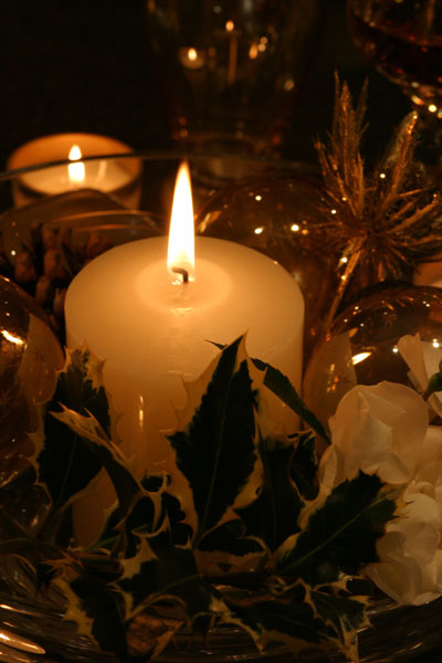 6. Candle and Glass Bowl - CHRISTMAS
