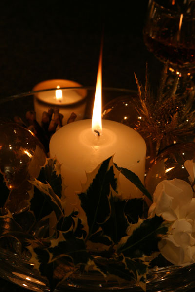 3. Candle and Glass Bowl - CHRISTMAS