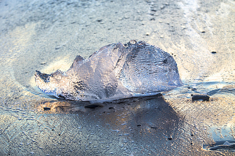 SUNLIGHT THROUGH AN ICE CRYSTAL JOKULSARLON  ICEBERG BEACH ICELAND - LIGHT and LAND MALL GALLERIES EXHIBITION 2015