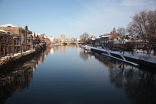 IMG_8886- WINTER CRYSTAL REFLECTIONSRIVER OUSE FROM SKELDERGATE BRIDGE - YORK SNOW 2013