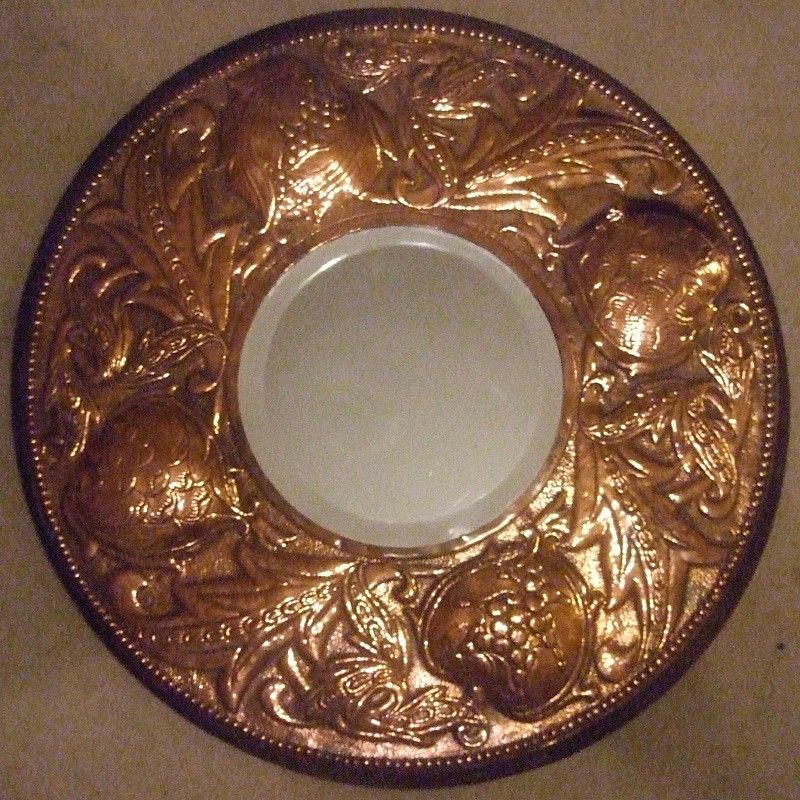 SOLD copper circular repousse mirror attributed to Fivemiletown - Archive sold items