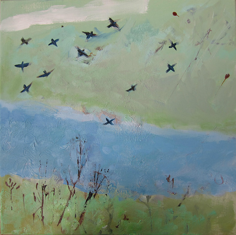 a flock of starlings - paintings from field-sketches