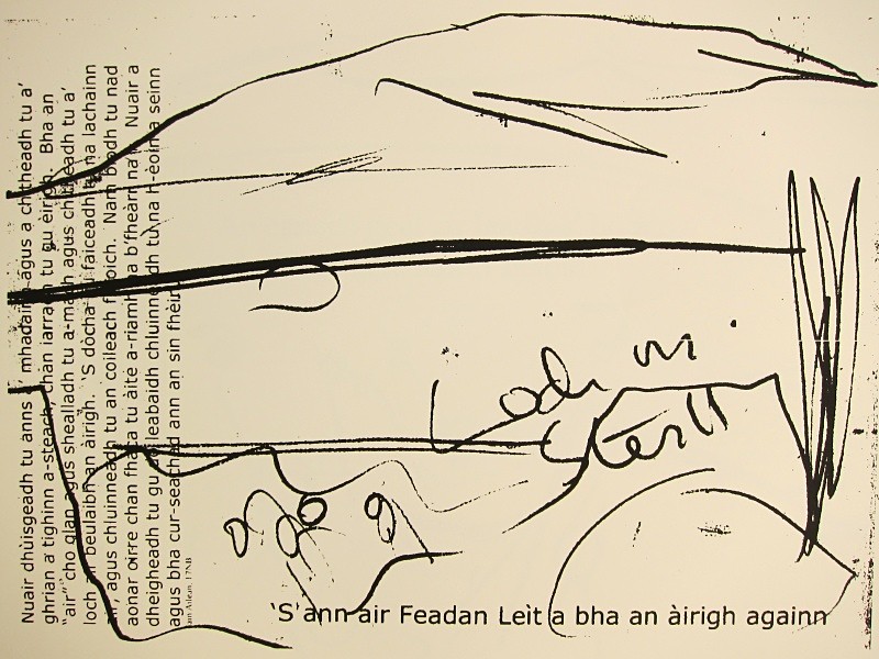'‘S ann air Feadan Leìt a bha an airigh againn' - a-mach an gleann: screenprints