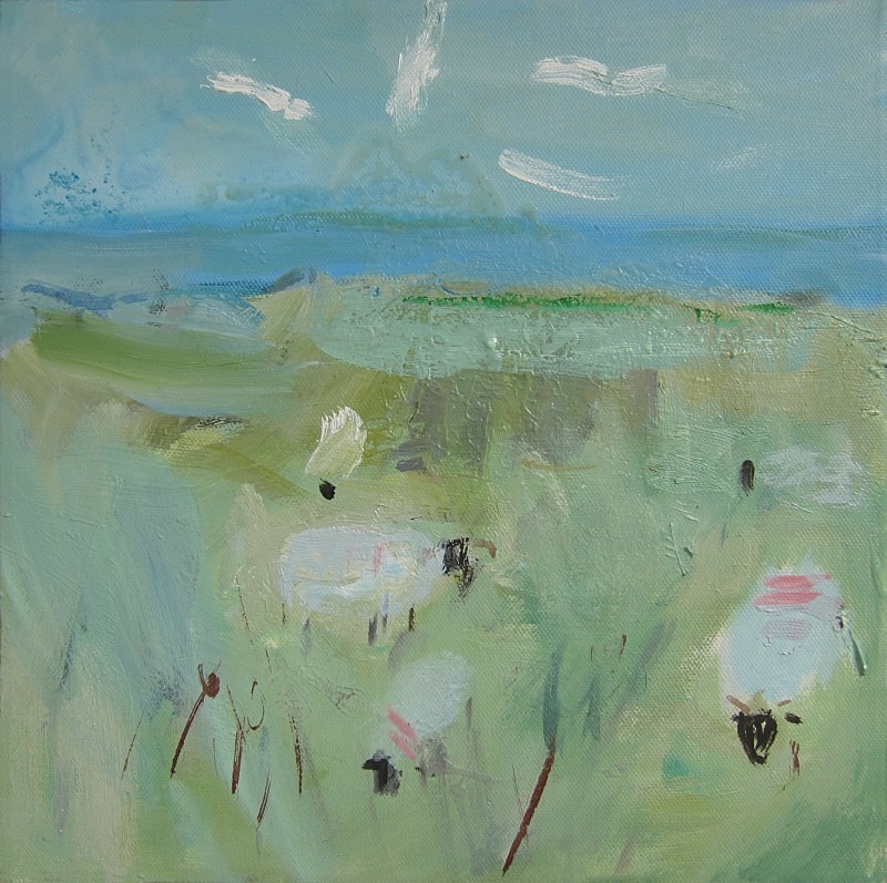 winter sheep and gulls - paintings from field-sketches