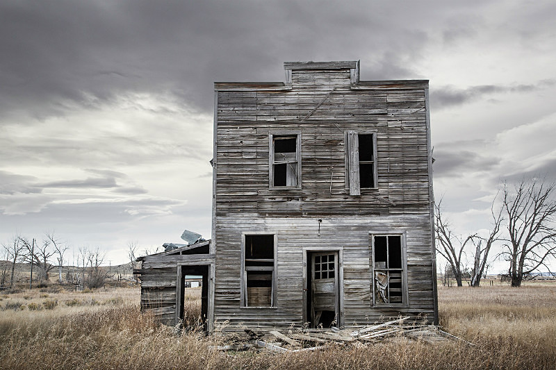 Abandoned Hotel Under Grey Skies. - Bad Weather