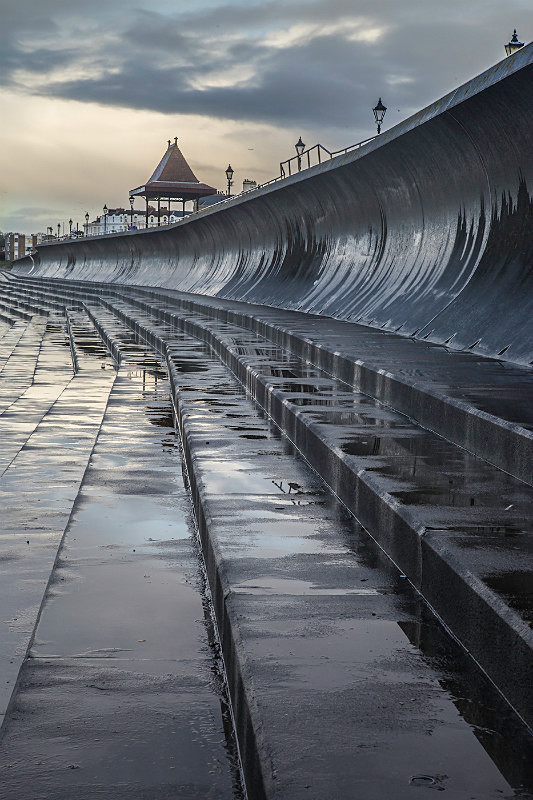 Shower passing over the promenade at Burnham. - Bad Weather