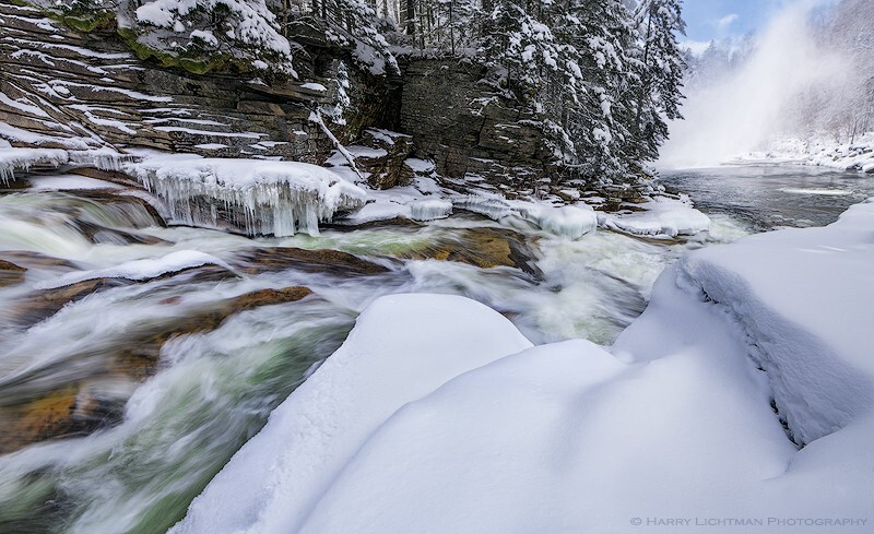 Snowy Lower Falls - New Hampshire Mountains - Streams - Lakes - & Rivers