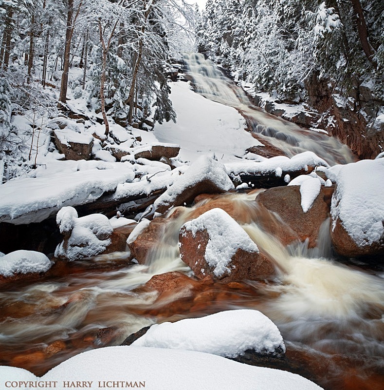 Ripley Falls - Spring Snow - New Hampshire Mountains - Streams - Lakes - & Rivers