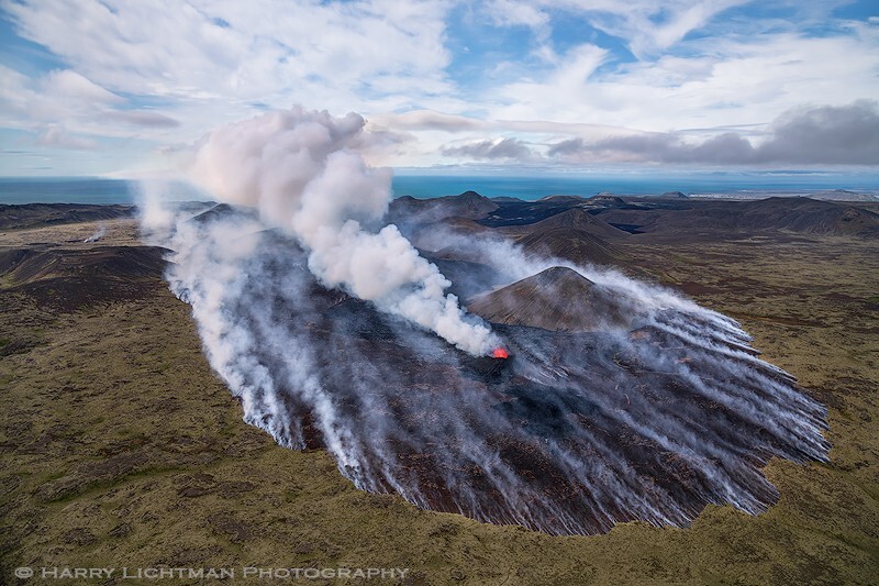 Litli Hrutur Eruption - Aerial Iceland