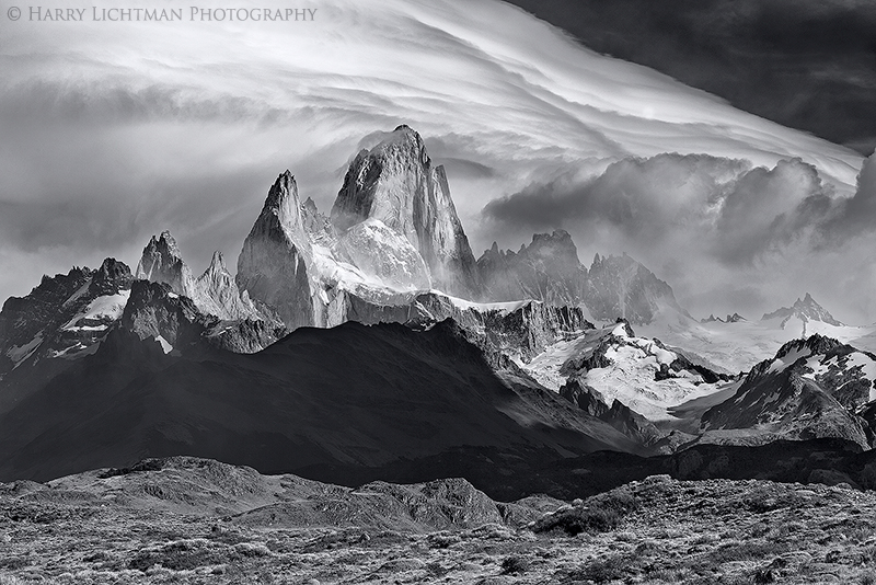 Wind the Ruler (B&W) - Los Glaciares National Park