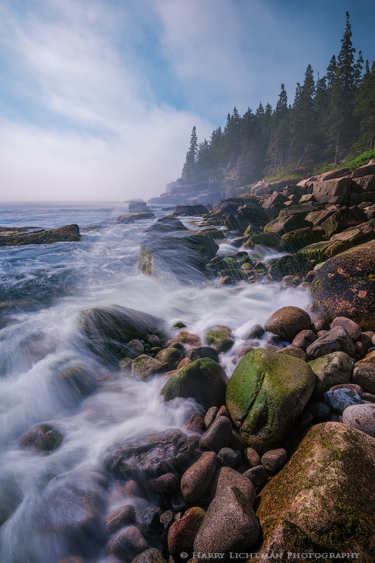 Clearing Fog - Boulder Beach - Maine Coast & Mountains