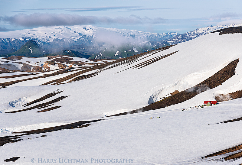 Hrafntinnusker Hut & Myrdalsjokull - Iceland from the Trail