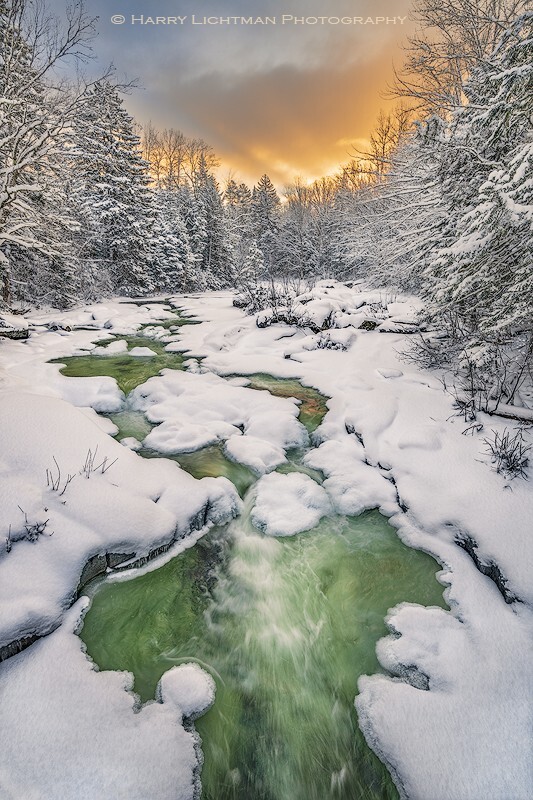 Upper Falls Sunrise - New Hampshire Mountains - Streams - Lakes - & Rivers