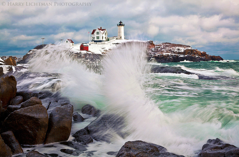 Nubble Light - Storm Surge - Maine Coast & Mountains