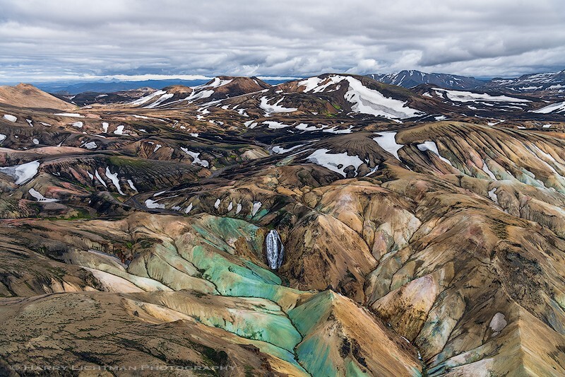 Hidden Falls - Highlands - Aerial Iceland