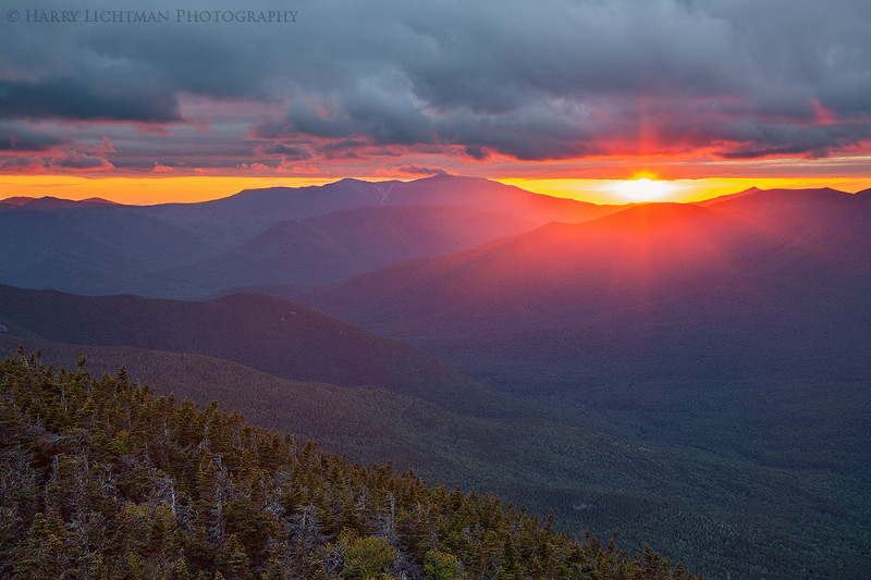 Last Light atop Mount Carrigain - New Hampshire Mountains - Streams - Lakes - & Rivers