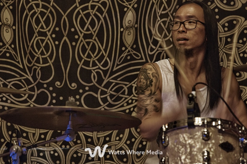 Drummer Joe Yoshida during rehearsals - Toseland Band