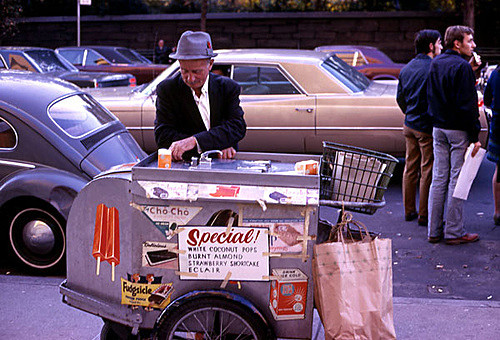 NYC Ice Cream Vendor 1969 - At Work