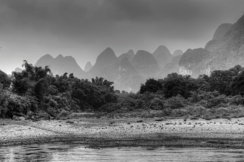 Li River banks B&W - China